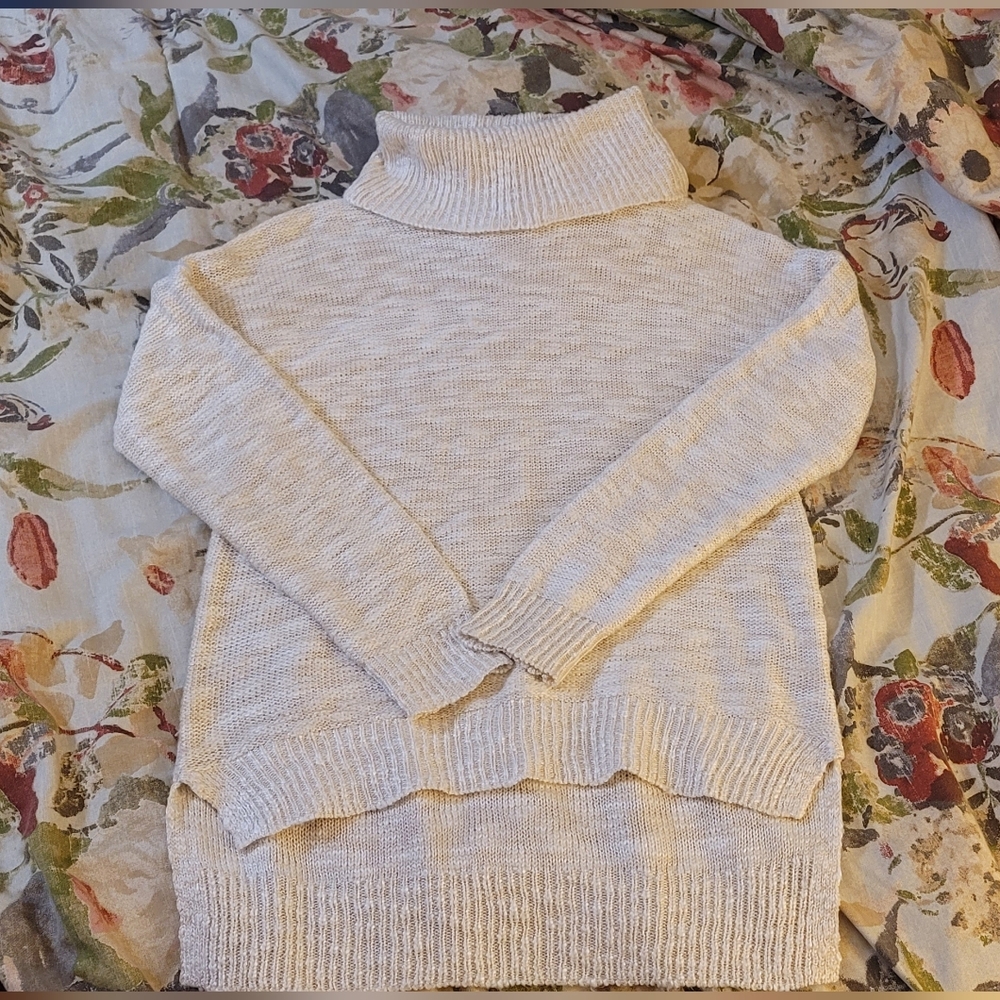 Pink Rose Cream Turtleneck Sweater